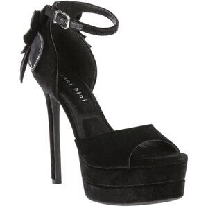 NEW Gianni Bini Karmello Velvet Flower Ankle Strap Platform Dress Sandals